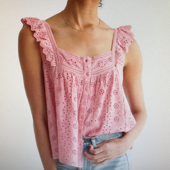 Lucky Brand Tops - Lucky brand pink eyelet top